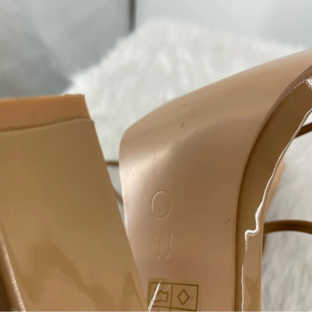 Public Desire Halley Nude Strap Heels patent leather Sz UK 6 US 8‎